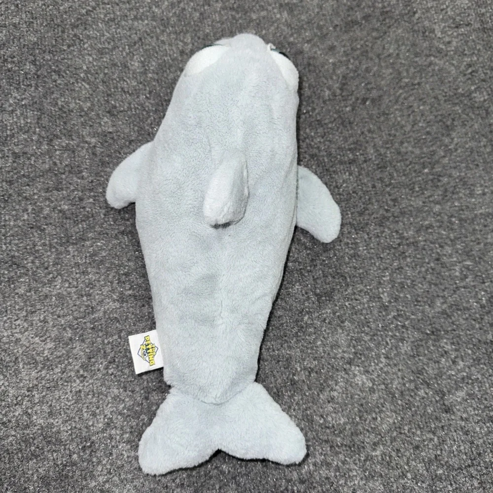 The Petting Zoo Dolphin Hand Puppet Plush Gray Big Eyes Stuffed Animal 2008